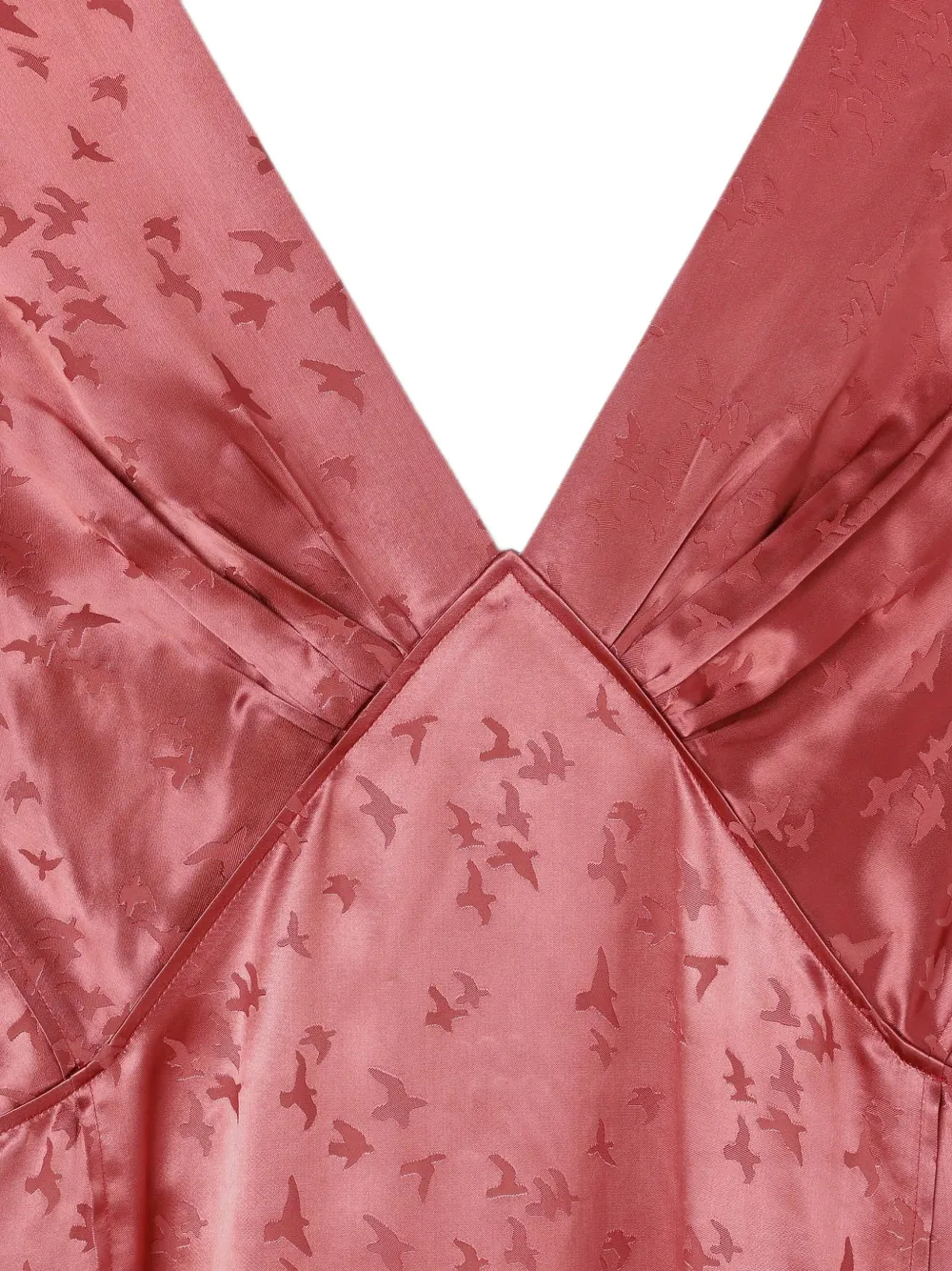 RETORI Midi-jurk met V-hals en vogeldetail Roze