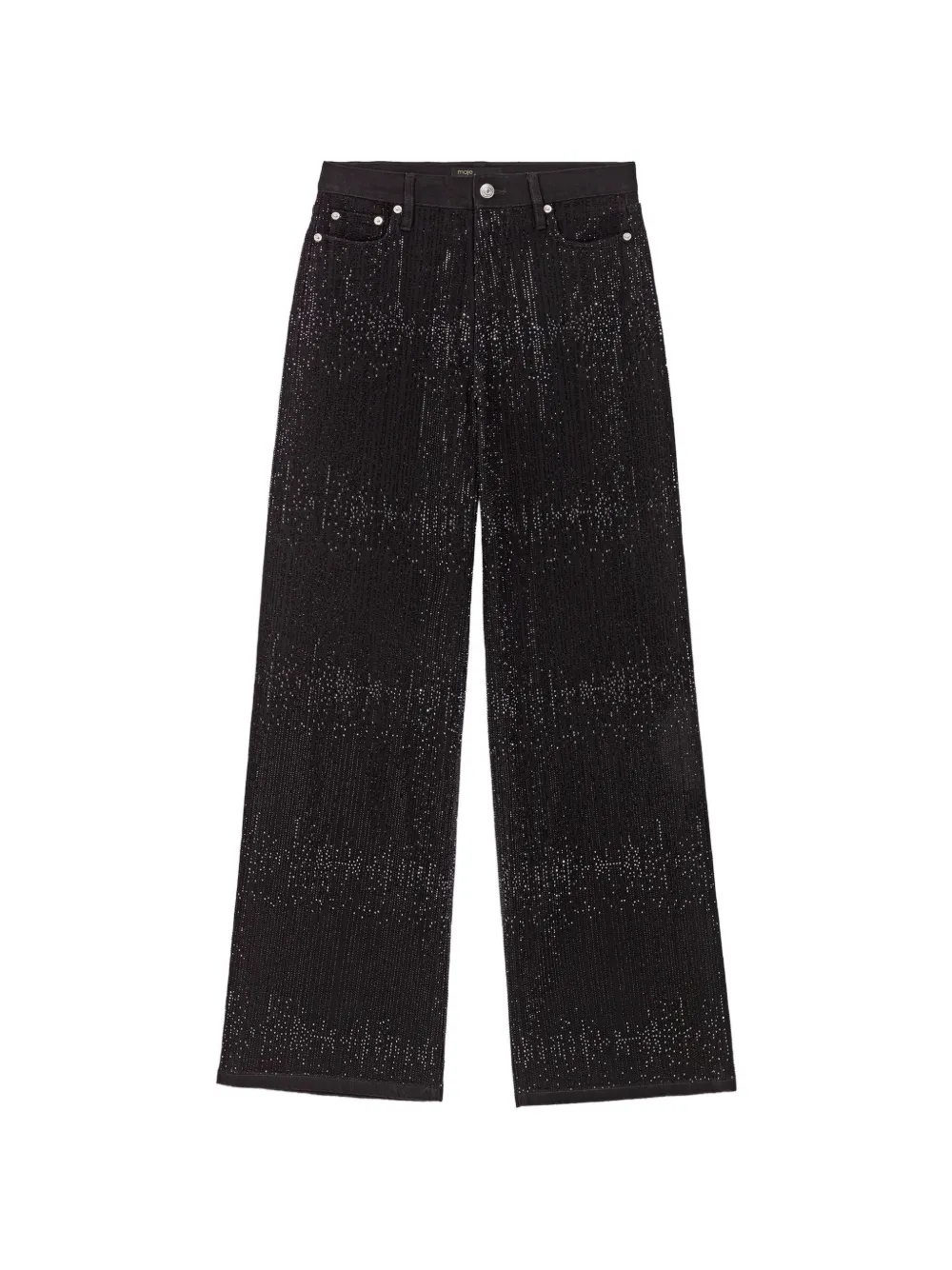 Maje rhinestone-embellished wide-leg jeans - Nero