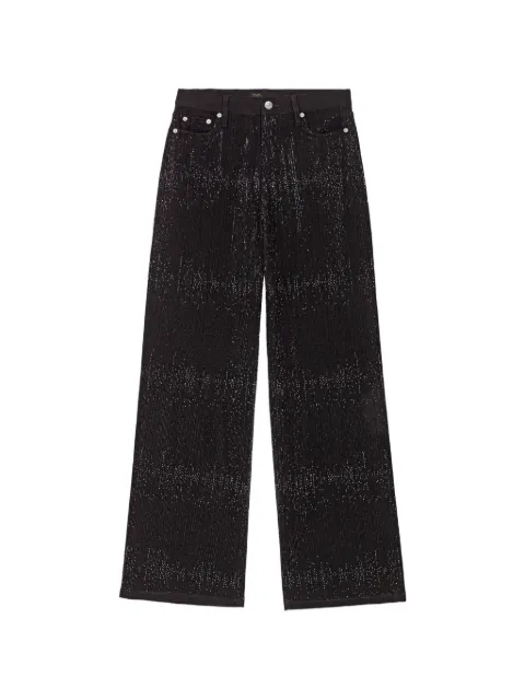 Maje jeans anchos con detalles de strass