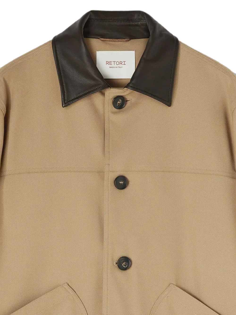 RETORI Jack met leren kraag Beige