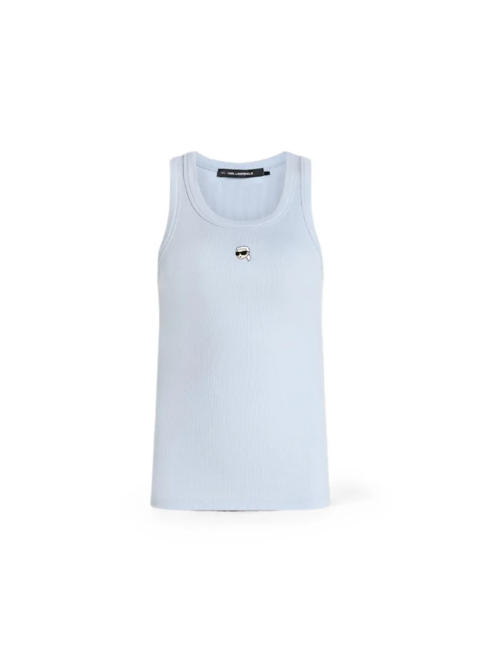 Karl Lagerfeld Geribbelde tanktop met Ikonik-patch Blauw