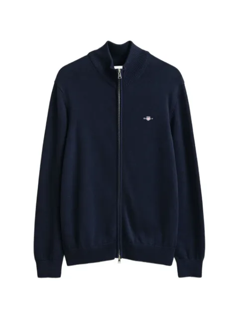 Gant logo-embroidered zip-up sweater