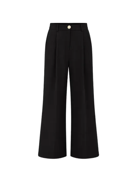 Armani Exchange pleated crepe-texture high-waisted trousers