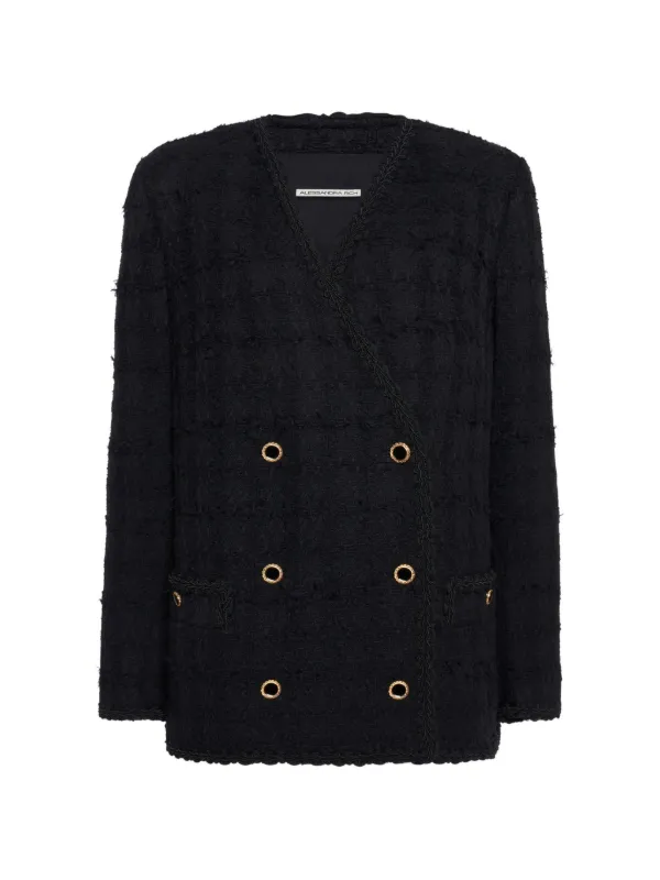 Alessandra Rich Tweed Double-breasted Jacket in Black