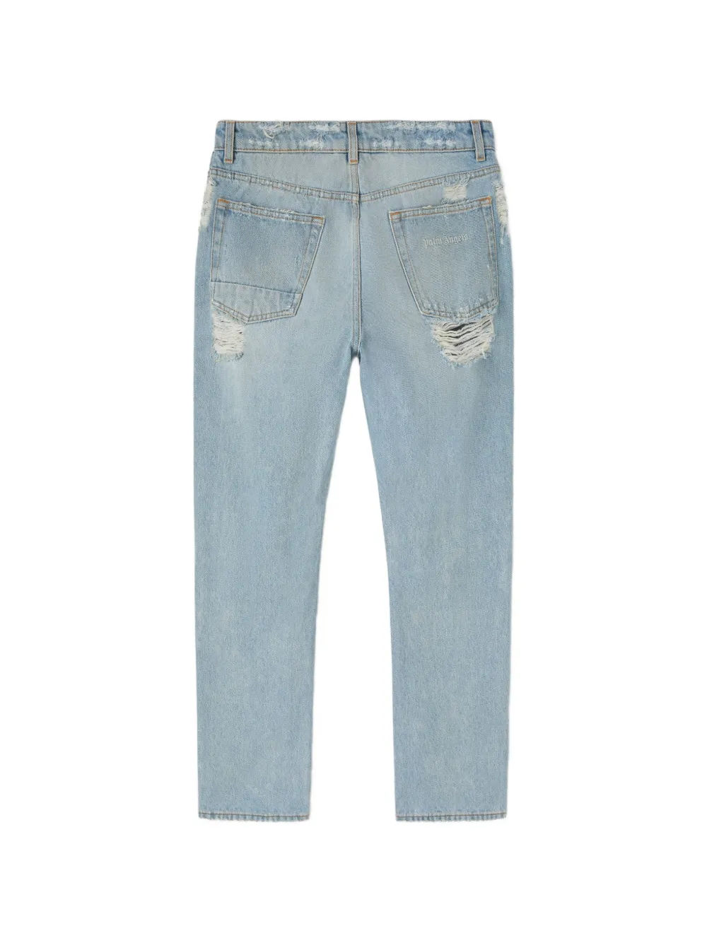 Palm Angels Gerafelde jeans met patchwork Blauw