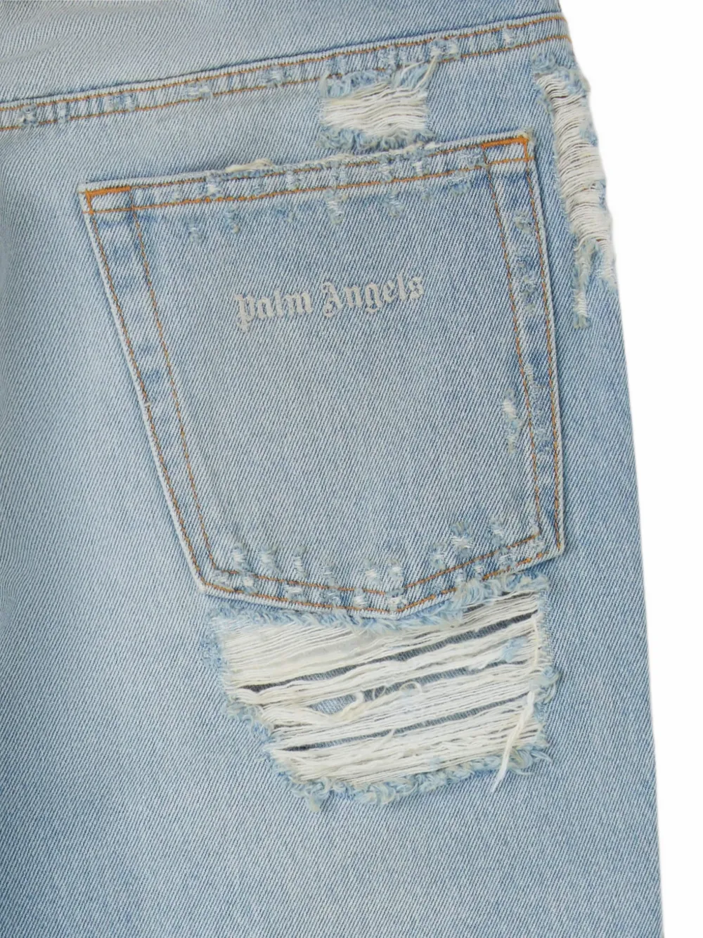 Palm Angels Gerafelde jeans met patchwork Blauw