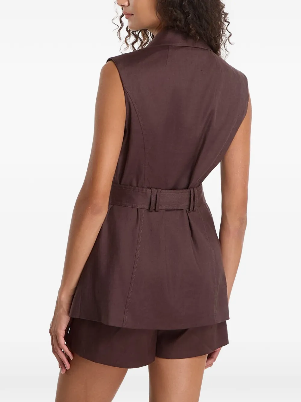 GUESS USA Getailleerde mouwloze bodywarmer met ceintuur Bruin