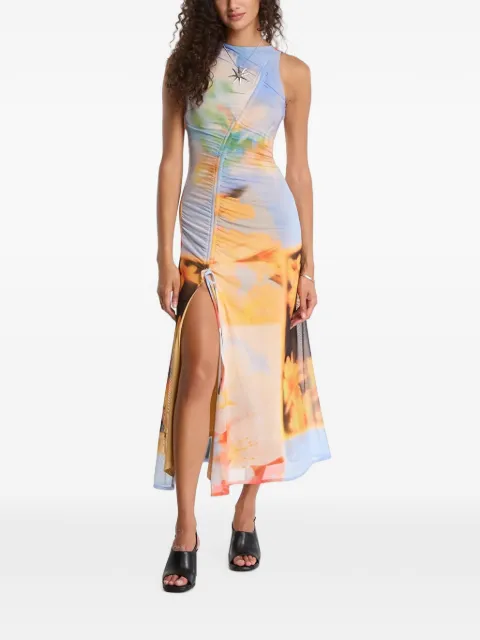 Desigual vestido midi con estampado floral y volantes
