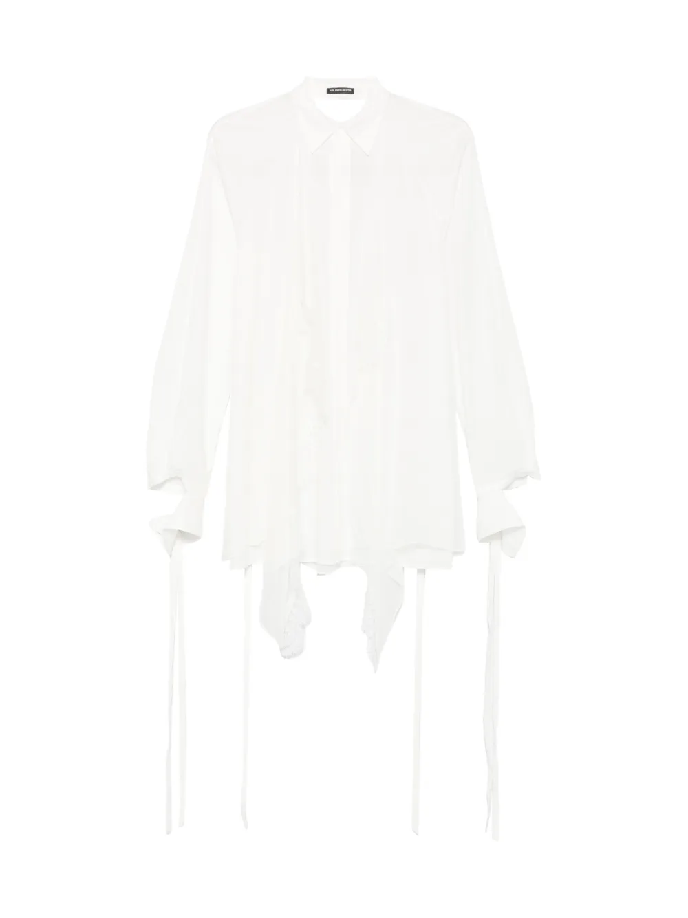 Ann Demeulemeester lace-trim tie-fastening shirt - White