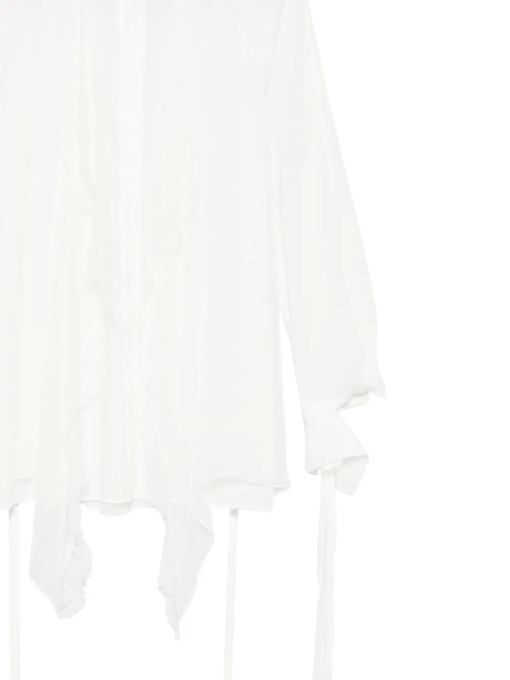 Ann Demeulemeester Blouse met striksluiting en kanten afwerking Wit