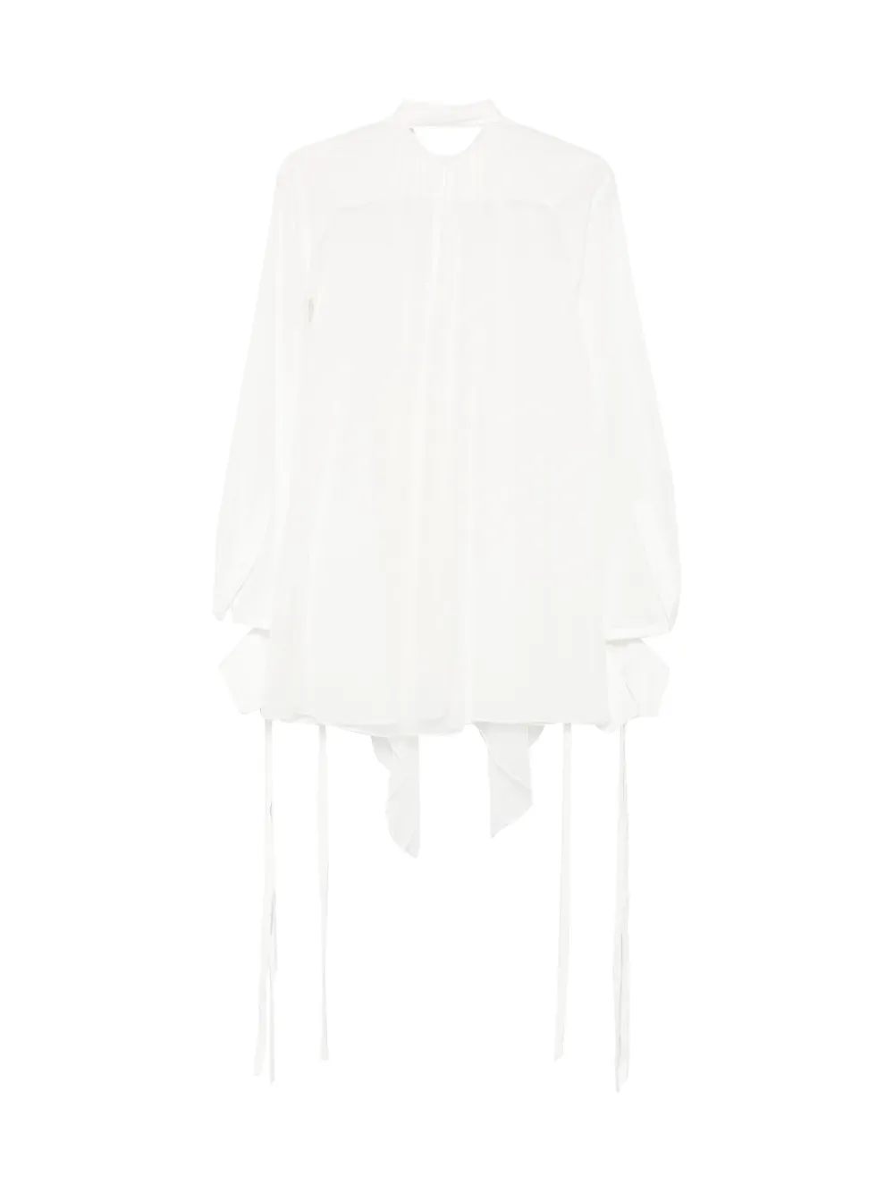 Ann Demeulemeester Blouse met striksluiting en kanten afwerking Wit