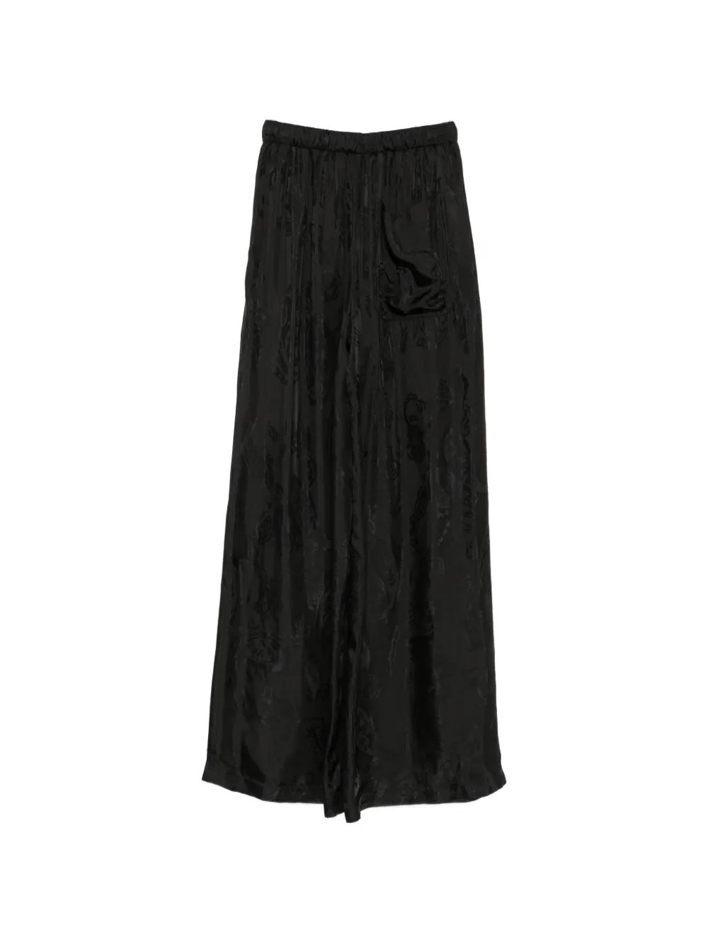 Ann Demeulemeester Broek met paisley-jacquard en trekkoord Zwart