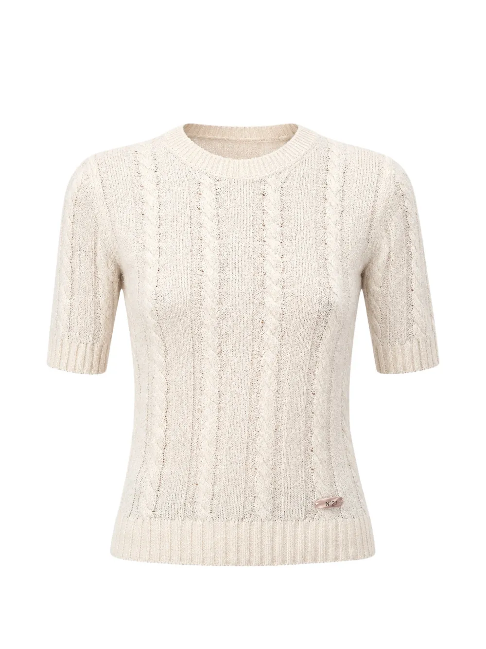 N°21 Cable-knit Short-sleeve Sweater In White