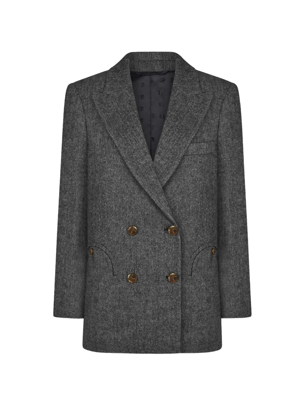 Blazé Milano Everyday herringbone double-breasted blazer - Nero
