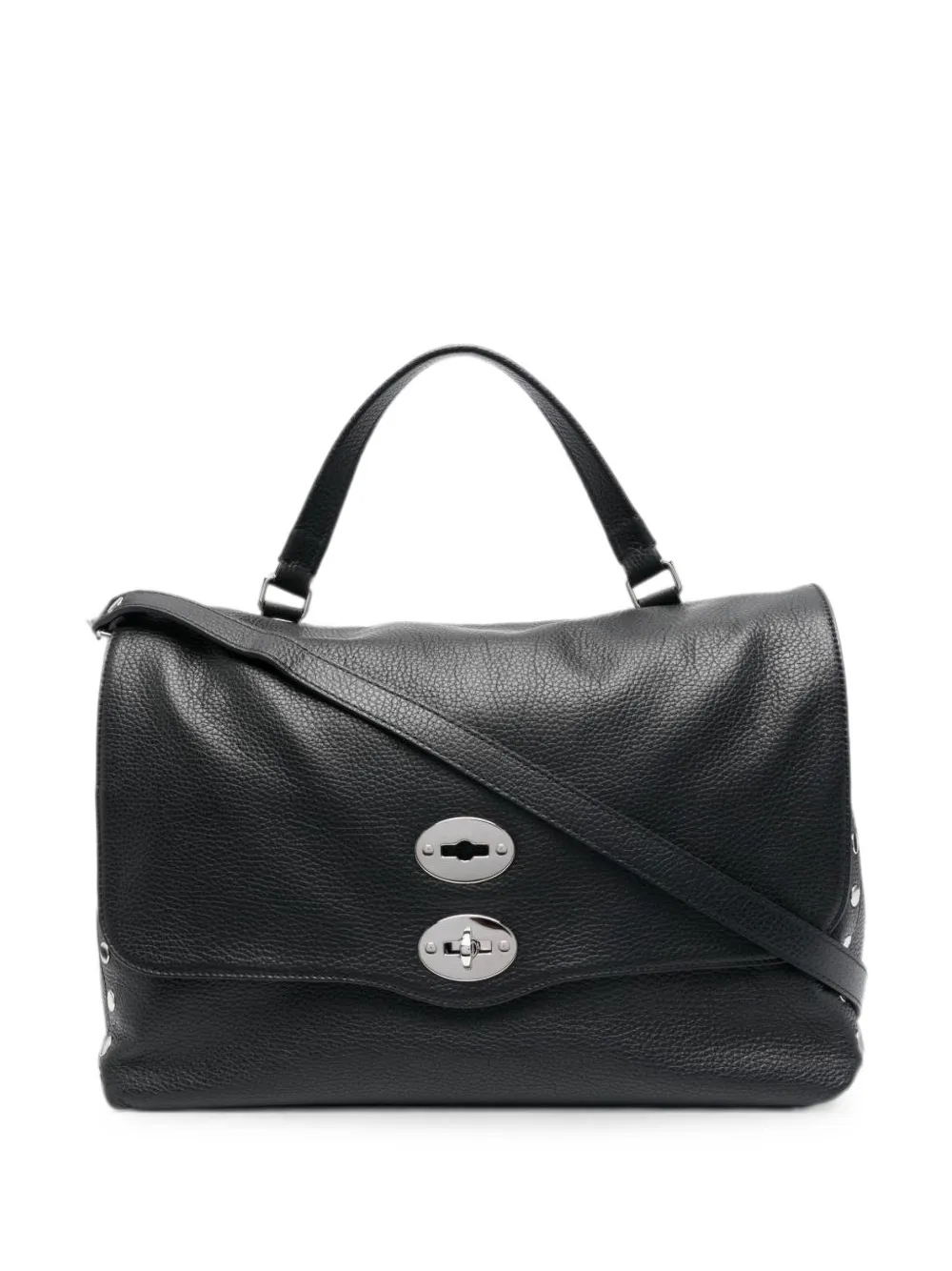 Zanellato Postina stud-embellished leather shoulder bag - Black