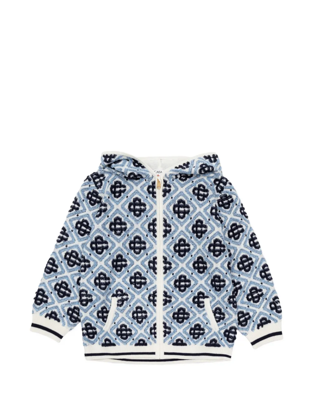 CASABLANCA KIDS monogram-pattern zip-up hoodie - Bianco