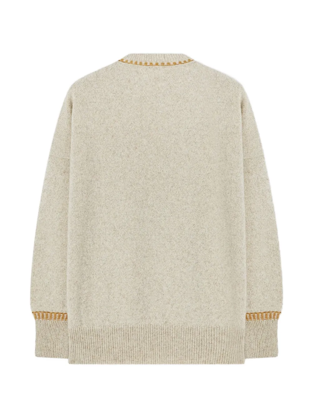 RETORI Resilient trui met ronde hals en kever-intarsia Beige