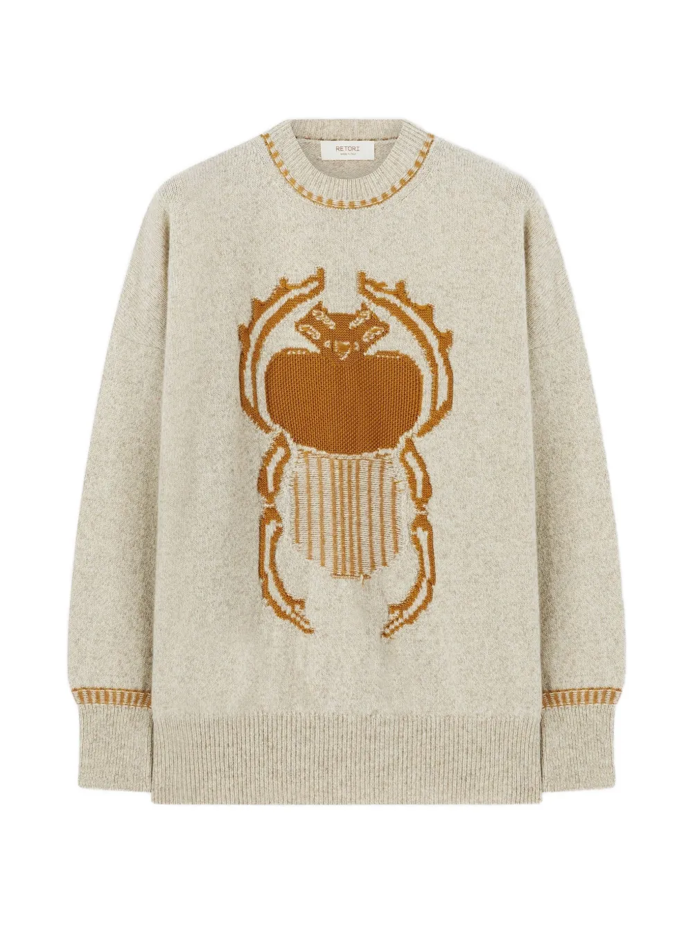 RETORI Resilient Crewneck beetle-intarsia sweater - Toni neutri