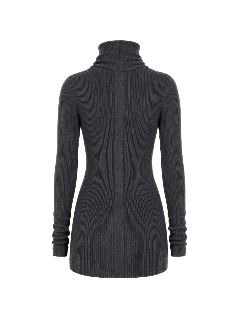 Rick Owens LS Tube Ribbed-knit Turtleneck Sweater in Grey, view 2