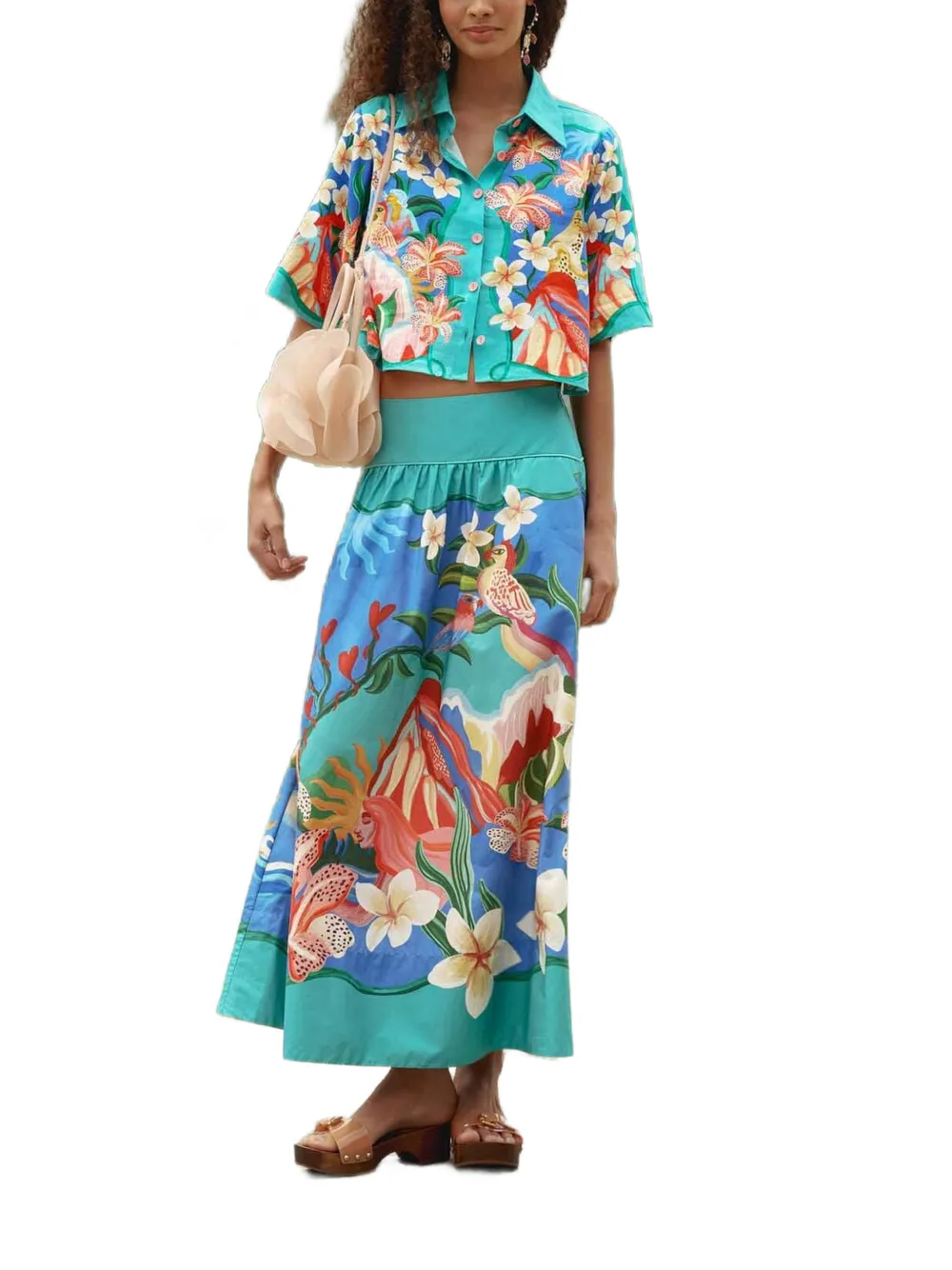 FARM Rio Garden of Life midi-rok Blauw