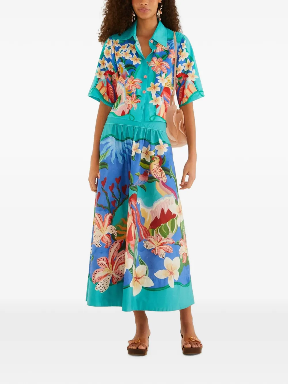 FARM Rio Garden of Life midi-rok Blauw