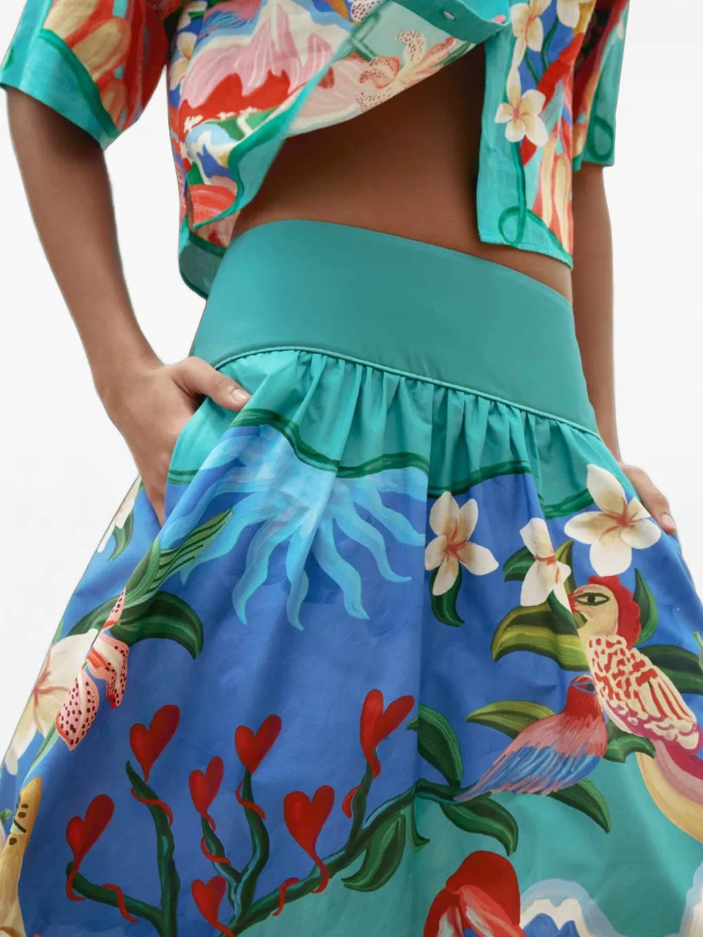 FARM Rio Garden of Life midi-rok Blauw