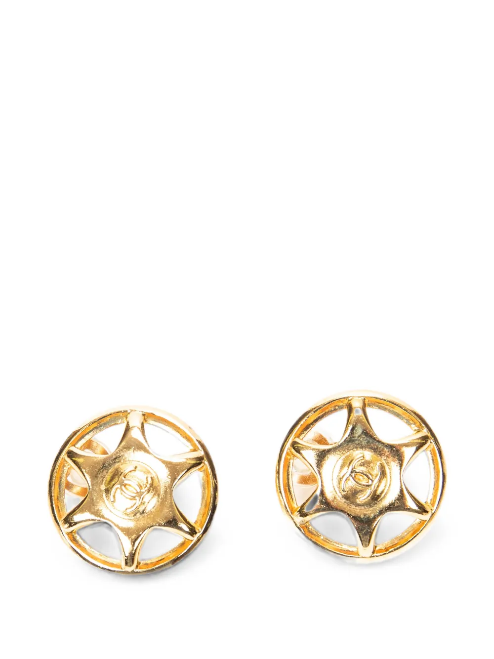 CHANEL Pre-Owned 1997 star clip-on earrings - Gold
