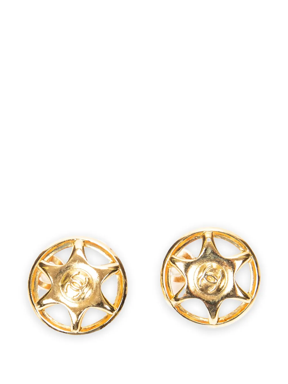 CHANEL Pre-Owned 1997 star clip-on earrings - Gold