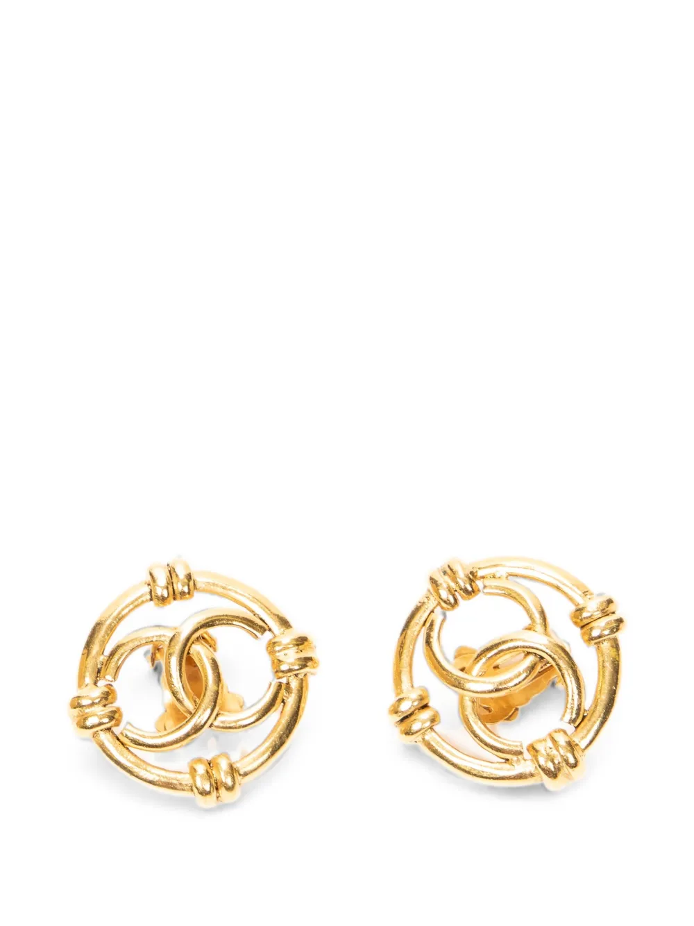 CHANEL Pre-Owned round clip-on earrings - Gold