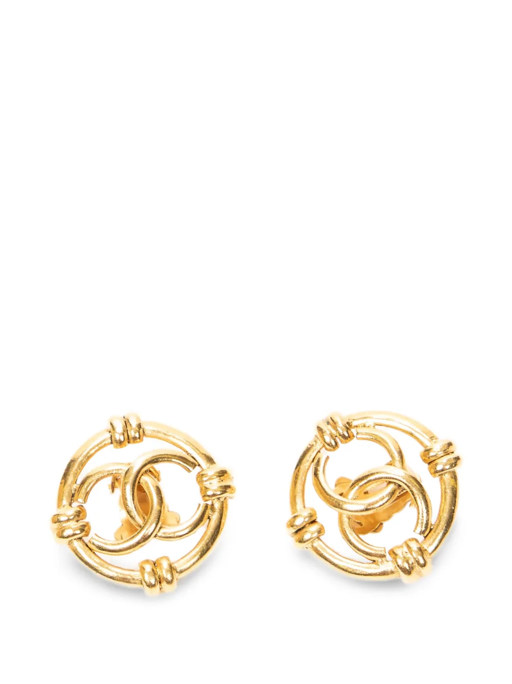 CHANEL Pre-Owned round clip-on earrings - Gold