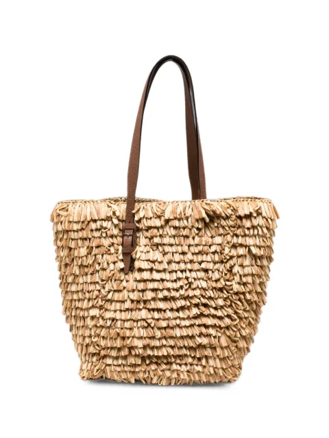 Valextra fringed raffia-effect tote bag