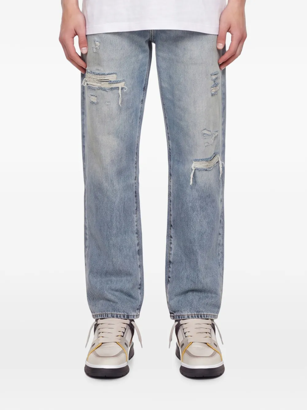 Levi's 568 distressed-effect straight-leg jeans Blauw