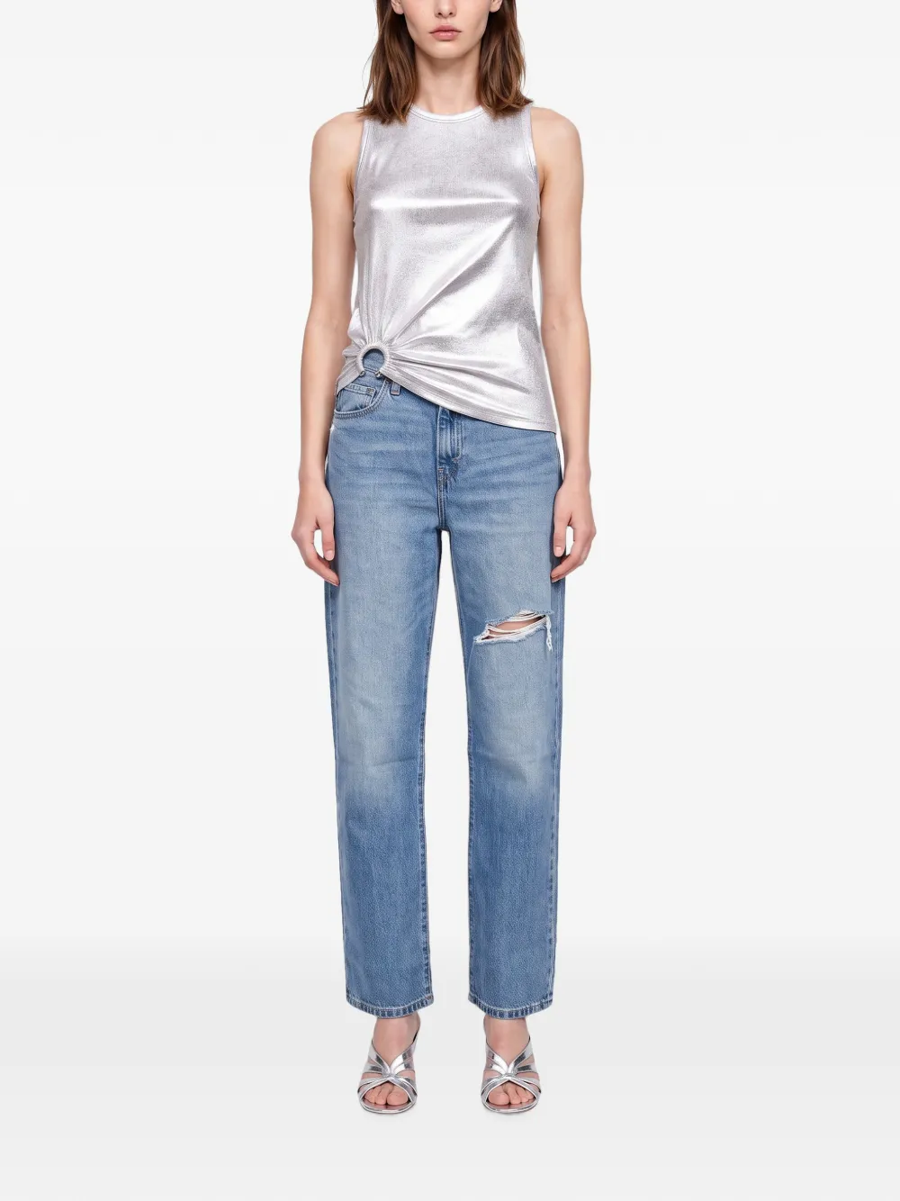 Levi's distressed straight-leg jeans Blauw
