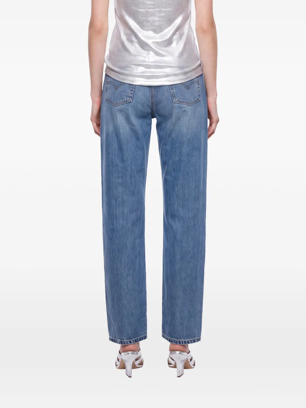 Levi's distressed straight-leg jeans Blauw