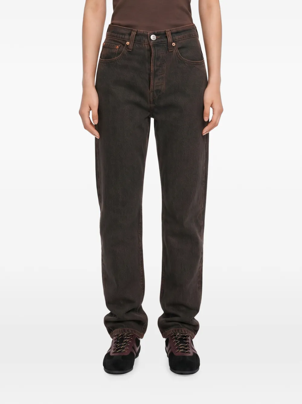 Levi's logo-patch straight-leg jeans Zwart