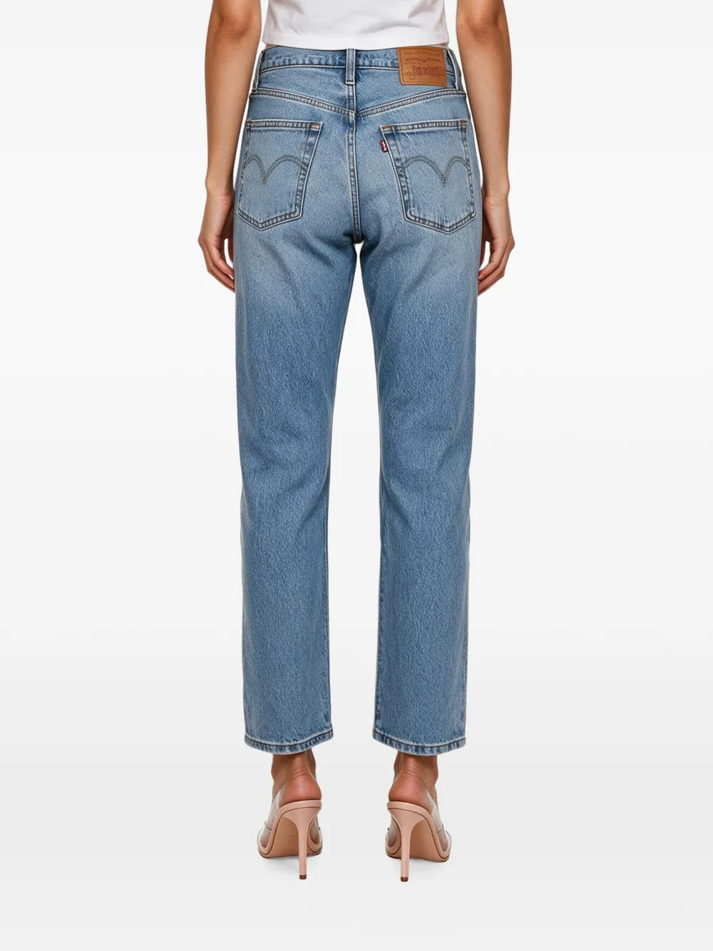 Levi's 501 logo-patch straight-leg jeans Blauw