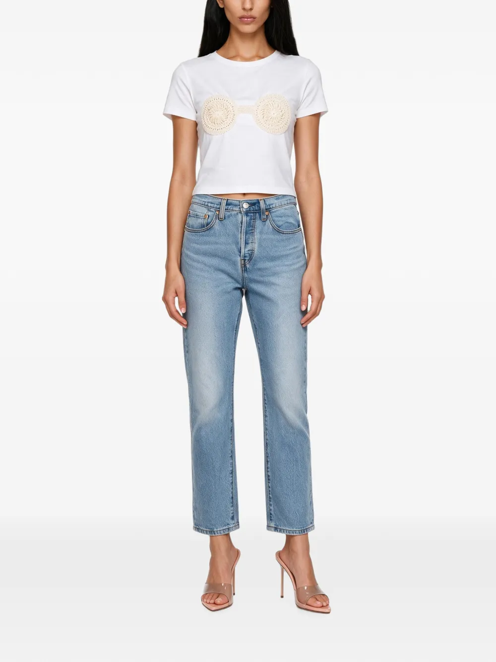 Levi's 501 logo-patch straight-leg jeans Blauw