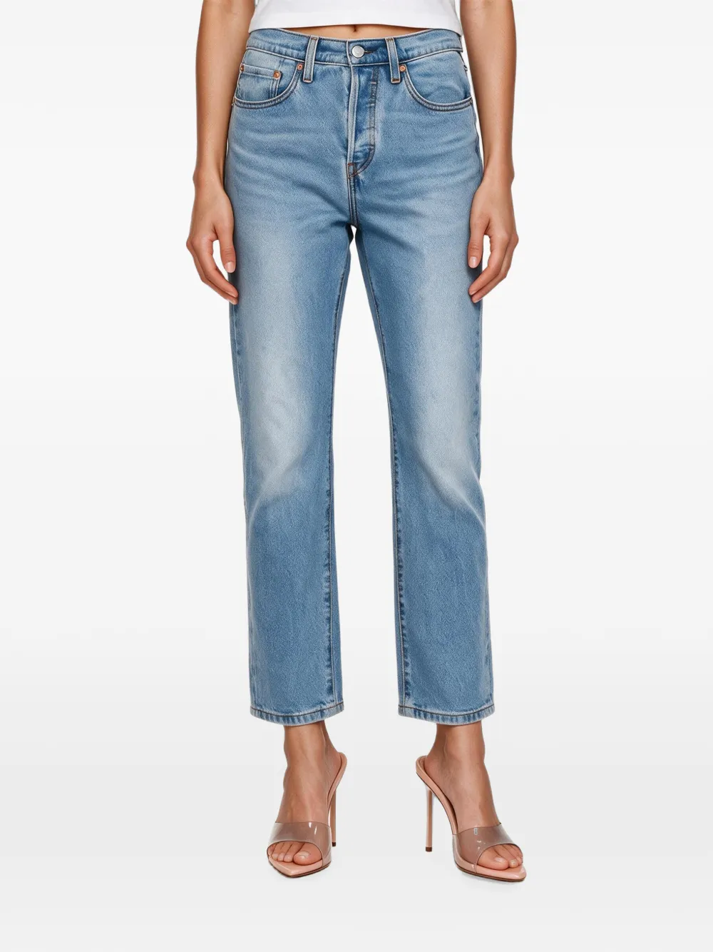 Levi's 501 logo-patch straight-leg jeans Blauw