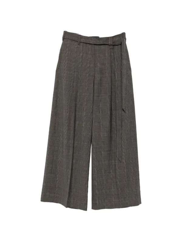 Simone Rocha Prince of Wales Check Belted Trousers in Grey