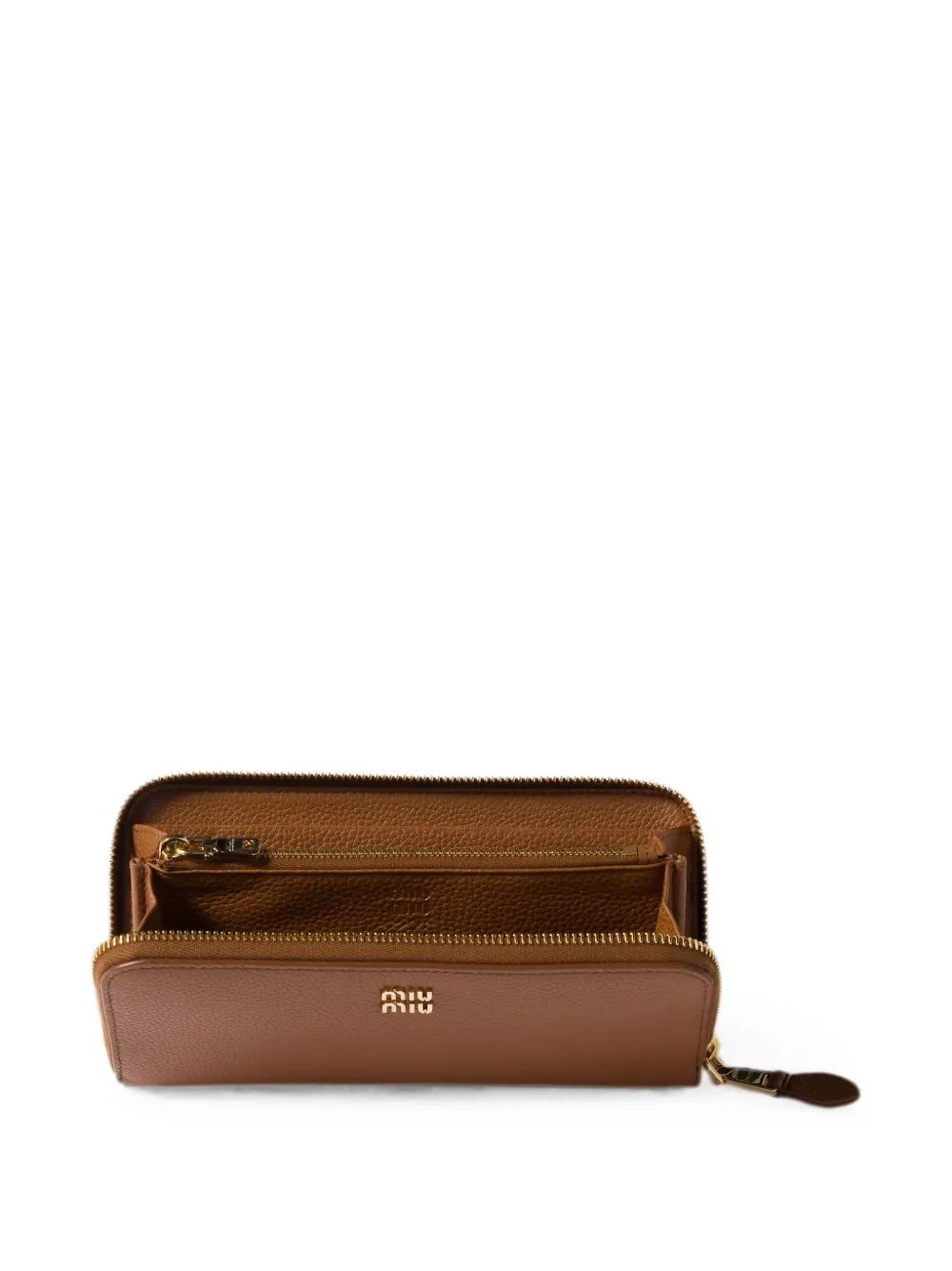 Miu Portemonnee met logo-applicatie Bruin
