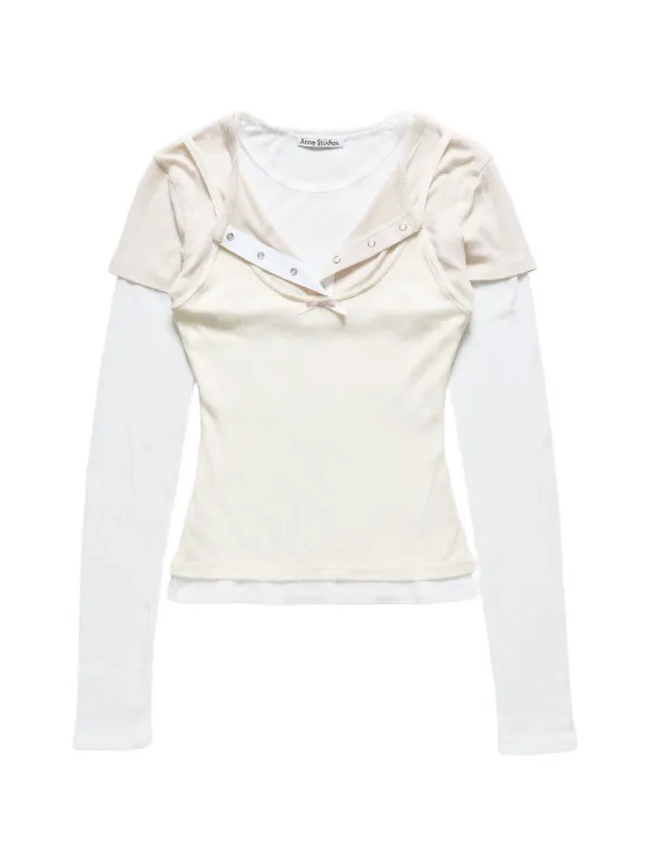Acne Studios Layered Jersey T-shirt with Bow in White