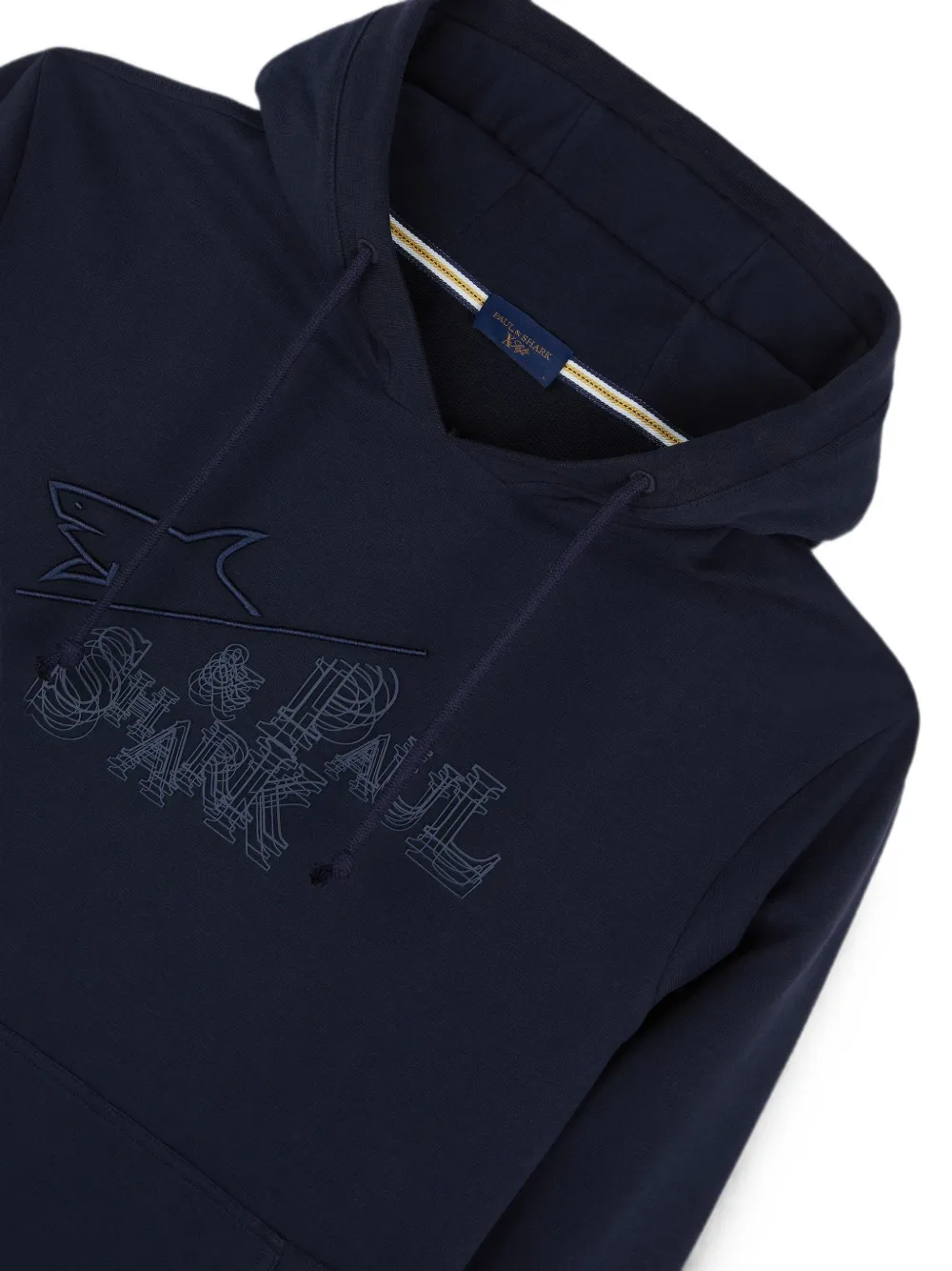 Paul & Shark Hoodie met geborduurd logo Blauw