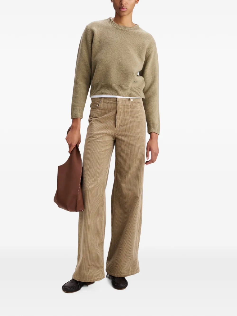 A.P.C. Trui met geborduurd logo Beige