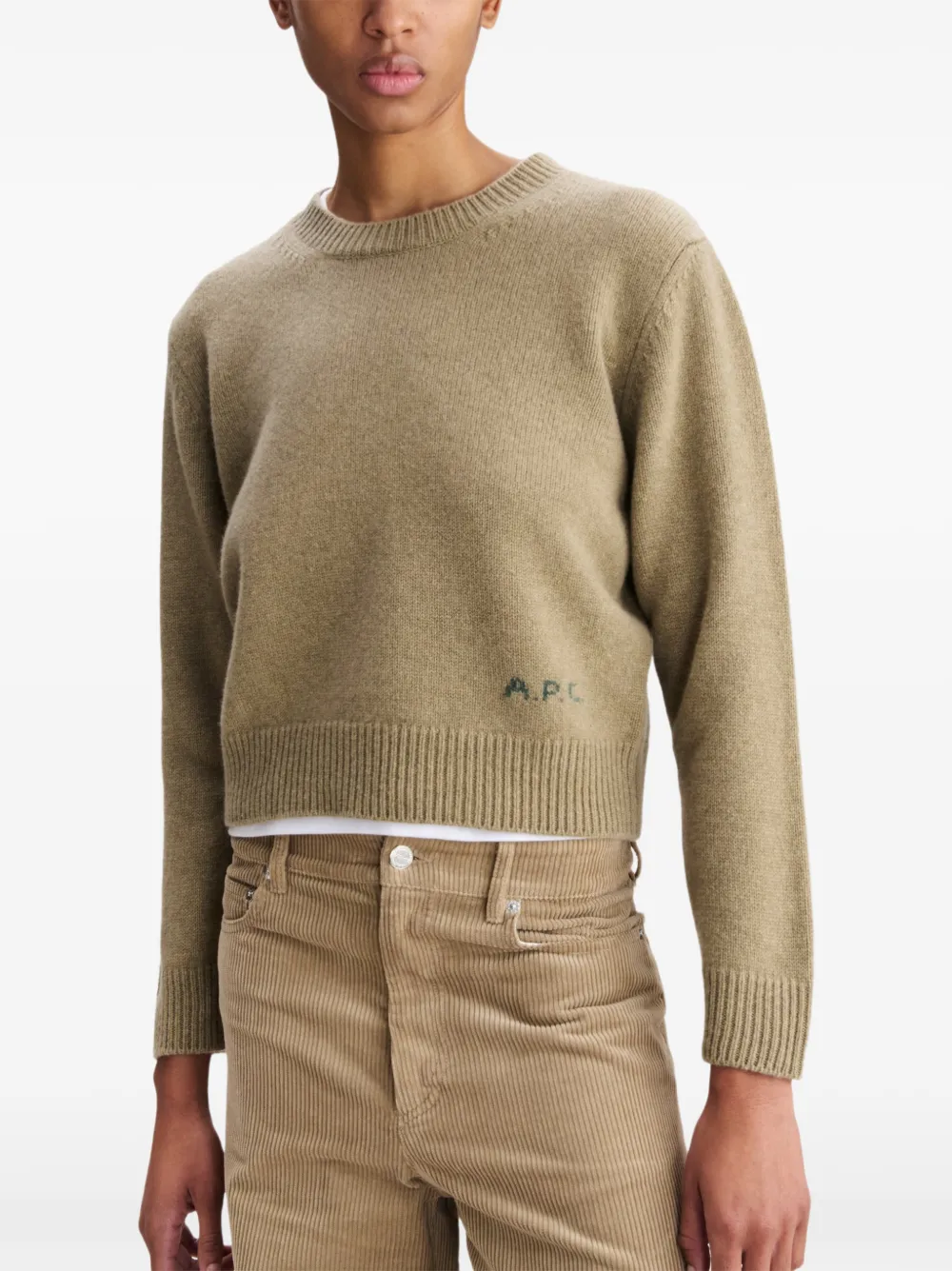 A.P.C. Trui met geborduurd logo Beige