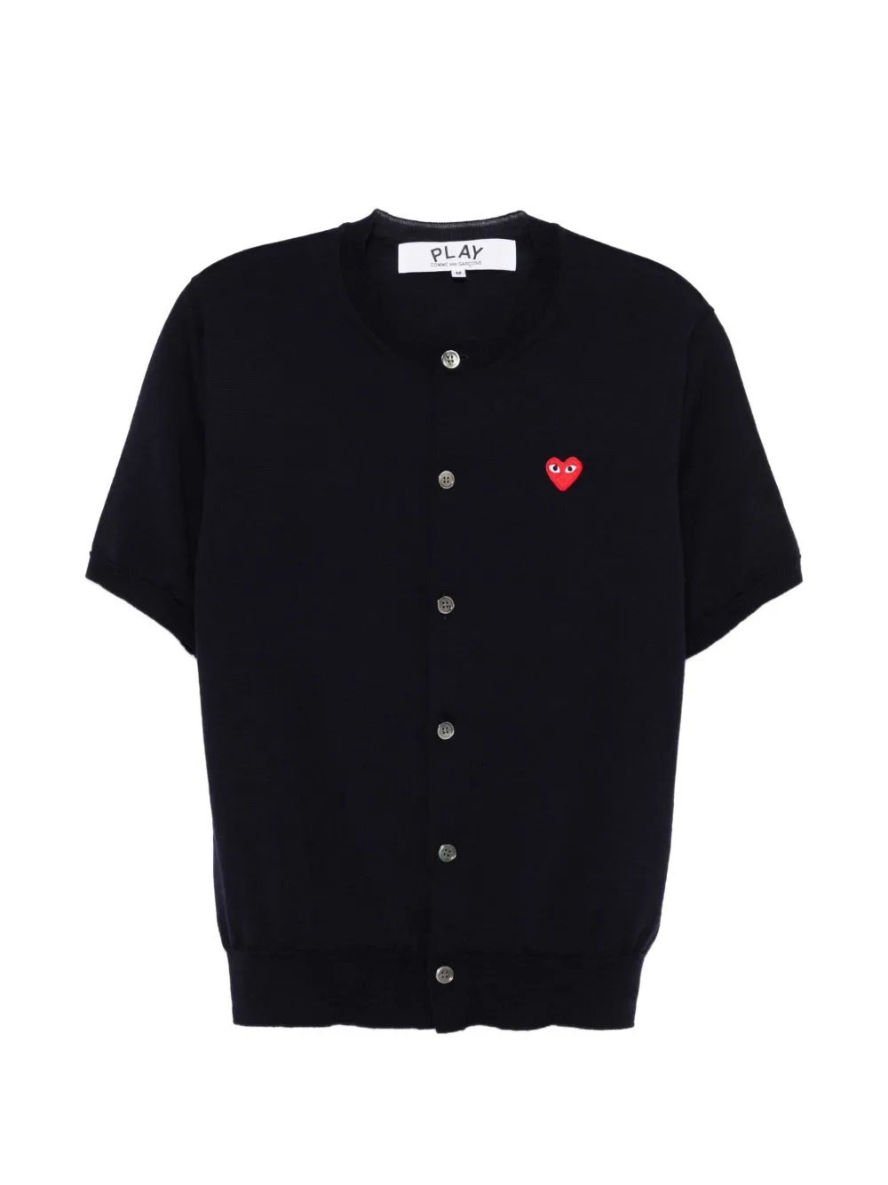 Comme Des Garçons Play Kids heart-patch short-sleeve cardigan - Blau