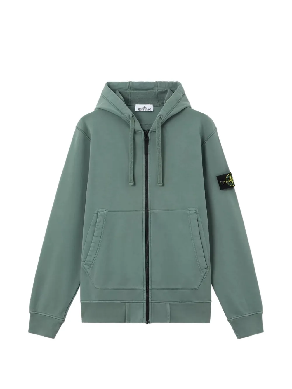 Stone Island 6100061 organic cotton fleece hooded sweatshirt - Grün