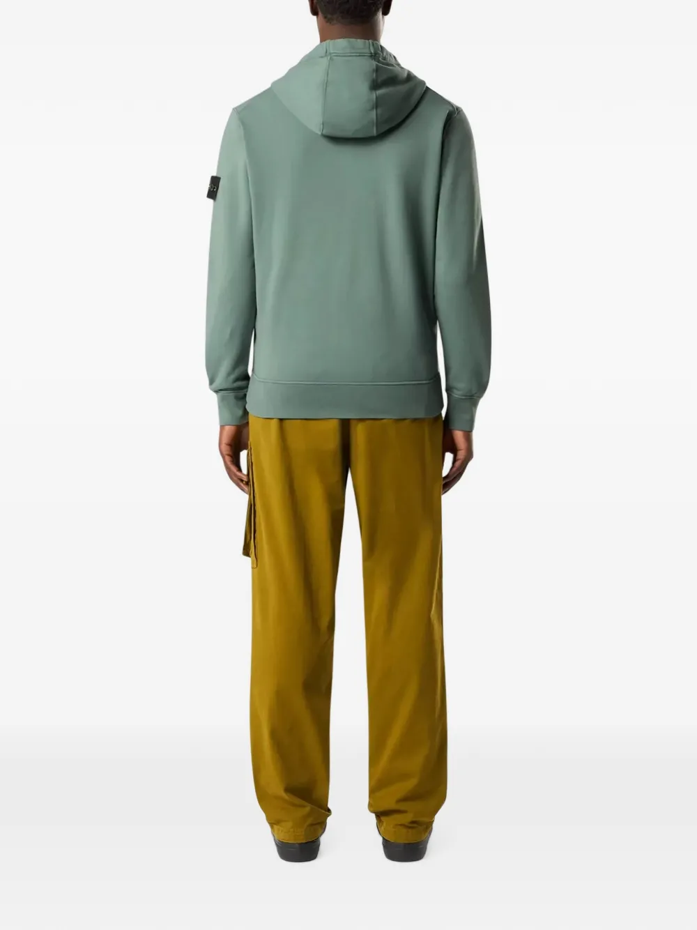 Stone Island 6100061 fleece sweater met katoenen capuchon Groen