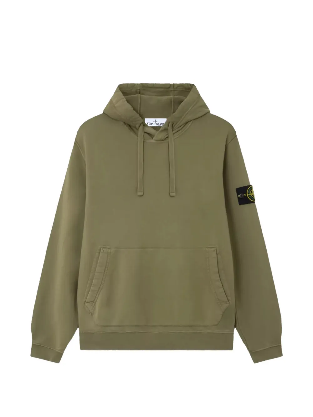Stone Island 6100062 organic cotton fleece hooded sweatshirt - Grün