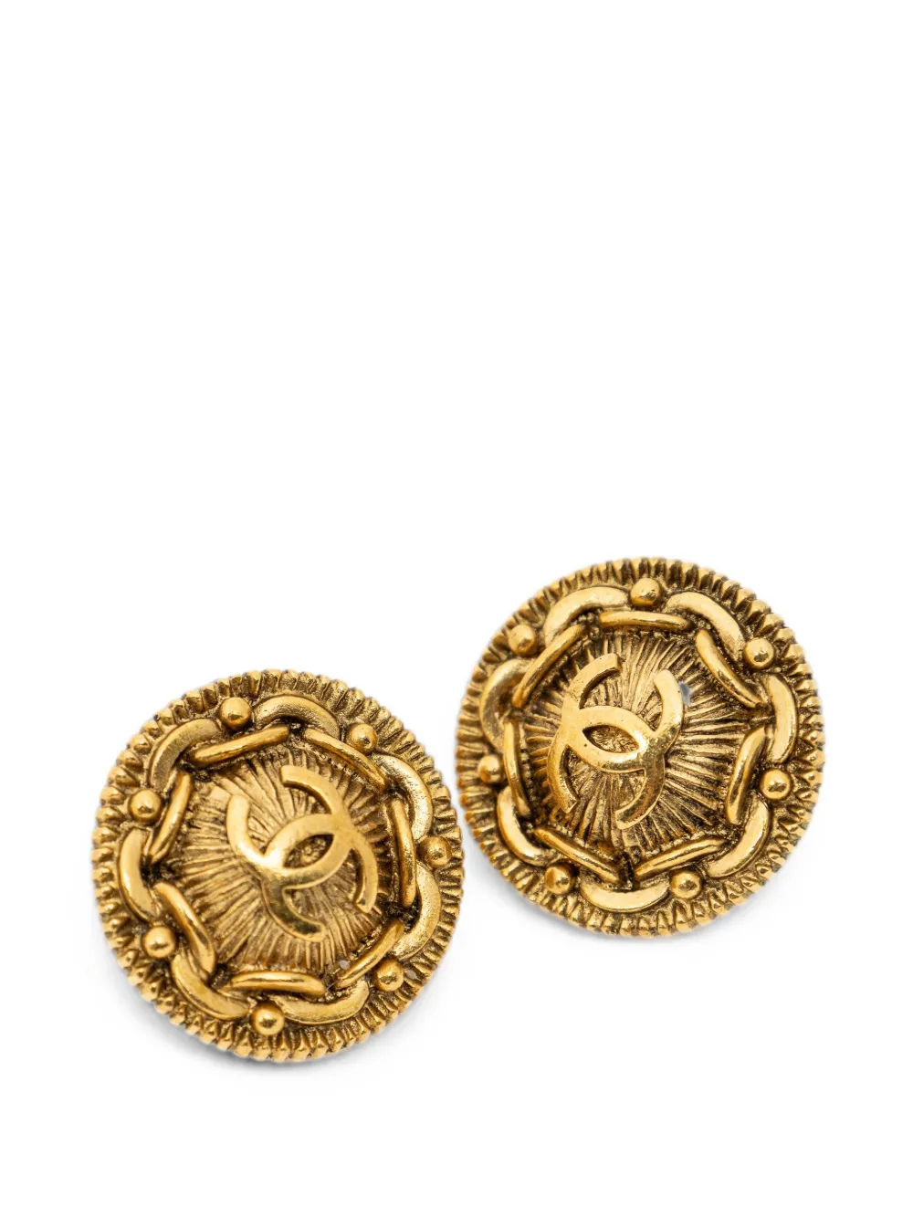 CHANEL Pre-Owned 1997 round earrings - Gold