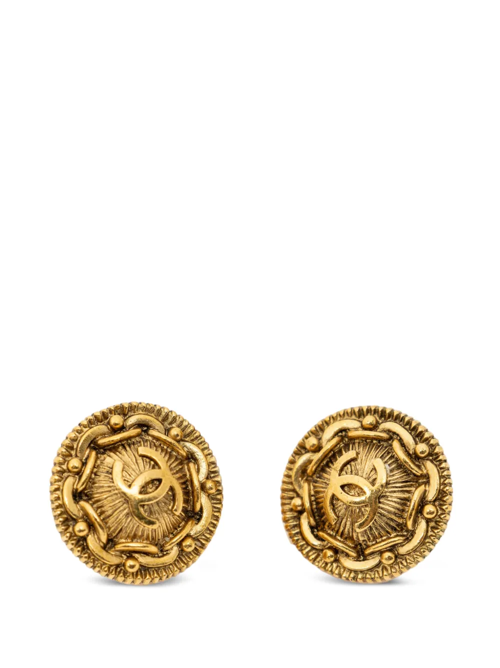 CHANEL Pre-Owned 1997 round earrings - Oro